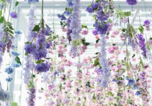 Flowers hanging from ceiling