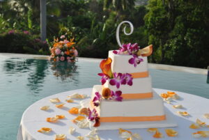 Cake decorated with orchids